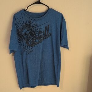 O'Neill Heathered Blue Tee with Black Graphic Men's Large L